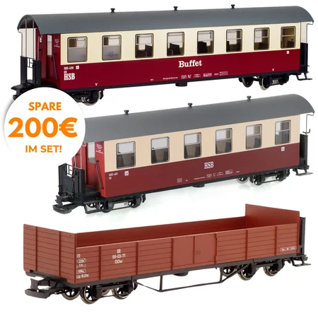 Personenwagen-Set 2+1 Güterwagen Train Line 8200236