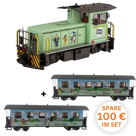Shaun das Schaf Sonderset - Diesellok digital mit Zimo-Sound & 2 Personenwagen Spur G Train Line 8200296