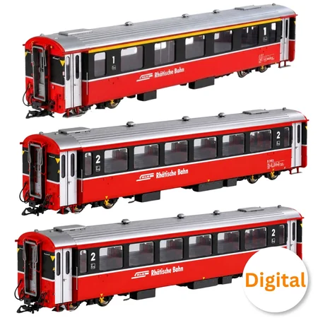 RhB Personenwagen EW III digital 3er Set - 1. Klasse und 2. Klasse - mit Zimo-Decoder und Sound Train Line 8200297