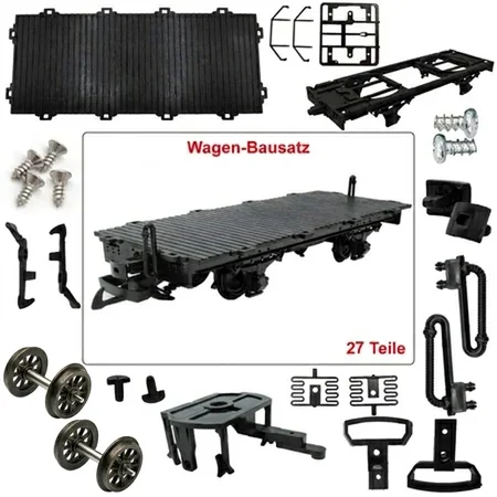 ML-Train Flachwagen Bausatz schwarz Spur G  27 Teile mit Metall-Speichenradsätzen 31 mm  ML-Train 88923510