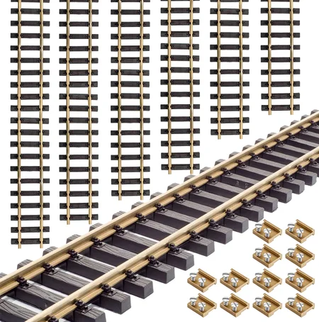 6x Gleis gerade 150 cm  mit 12x Schraub-Verbinder ML-Train 8911502