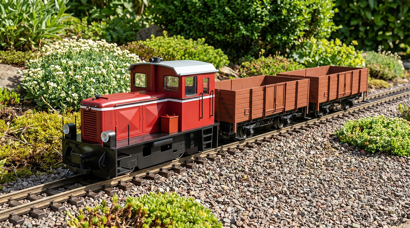 Bausatz-Set mit Diesellok V3 der DEV analog und 2 Hochbordwagen in braun ML-Train 8200291 - Detaillierte Übersicht