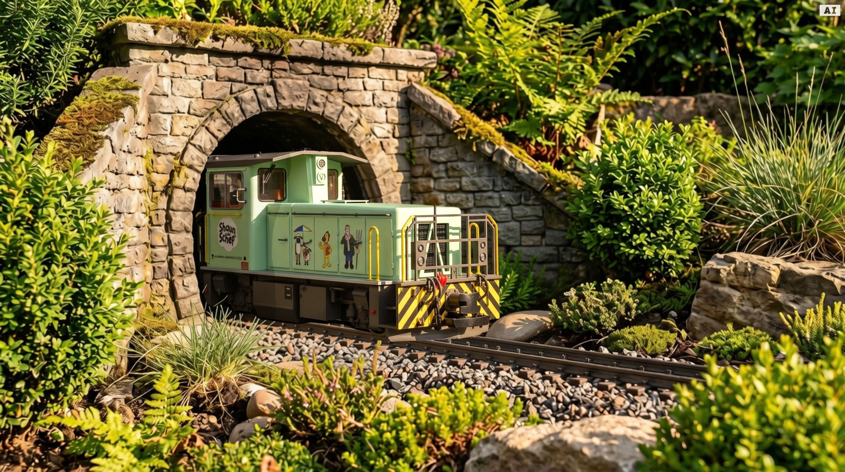 Shaun das Schaf Sonderset - Diesellok digital mit Zimo-Sound & 2 Personenwagen Spur G Train Line 8200296 - Fahrspaß im Garten