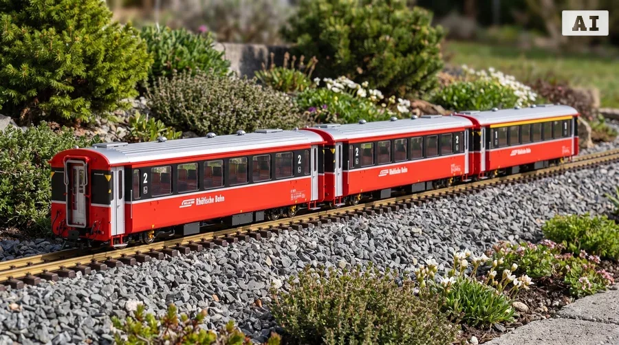 RhB Personenwagen EW III digital 3er Set - 1. Klasse und 2. Klasse - mit Zimo-Decoder und Sound Train Line 8200297 - Bernina Express im Garten
