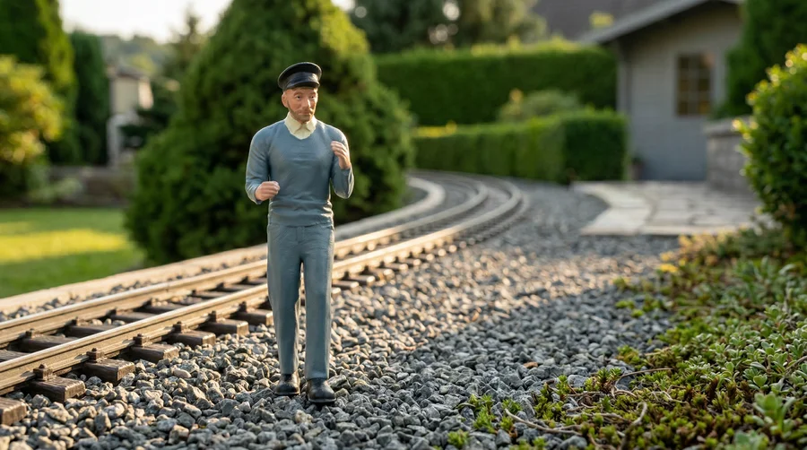 ML-Train Feldbahnlok-Figur Marius stehend – Lokführer/Bremser Spur G ,handbemalt, wetterfest - Detaillierte Übersicht