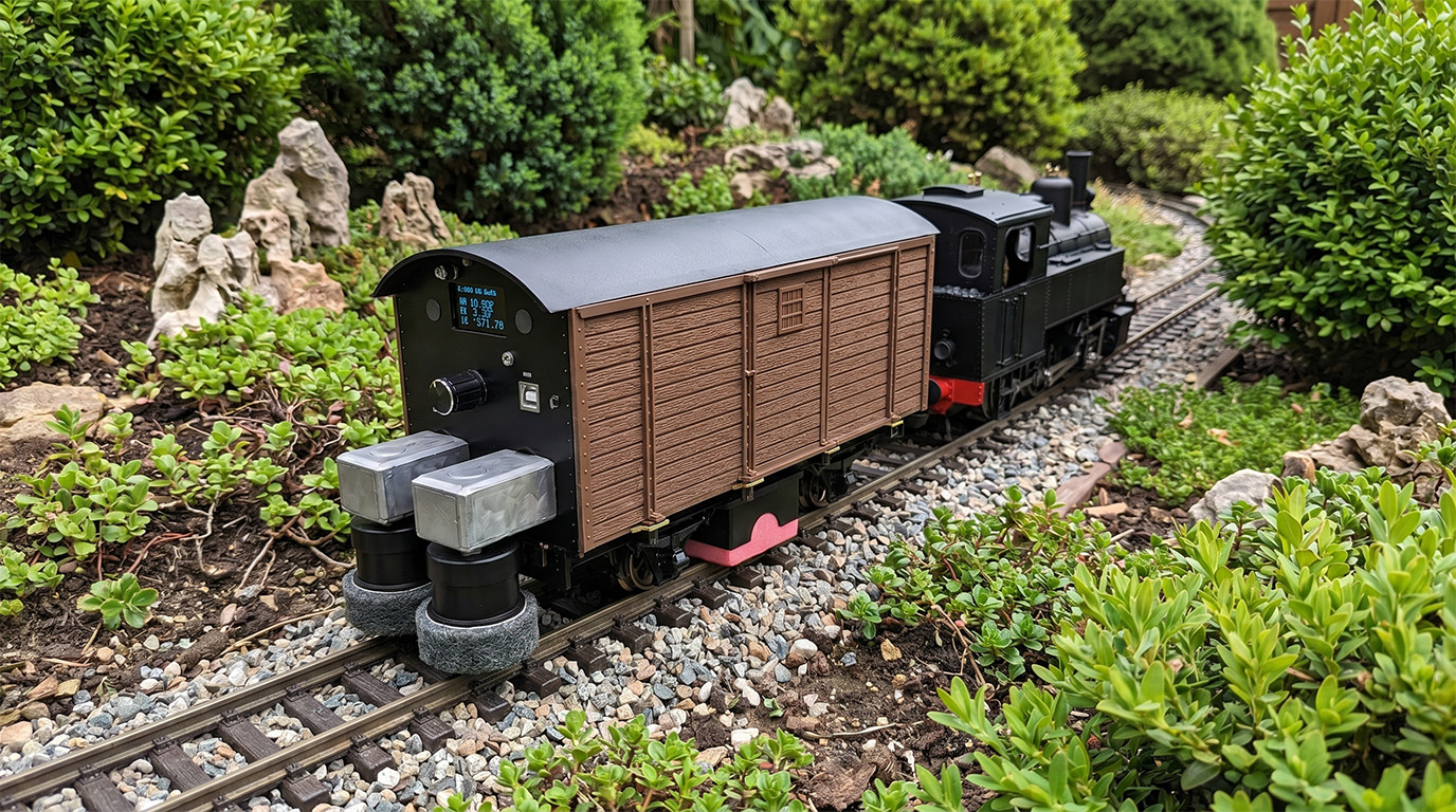 Mess- und Polier-Güterwagen Spur G Bausatz Braun | DCC | OLED | Bluetooth – ML-Train 889190800 - Für die optimierte Anlage