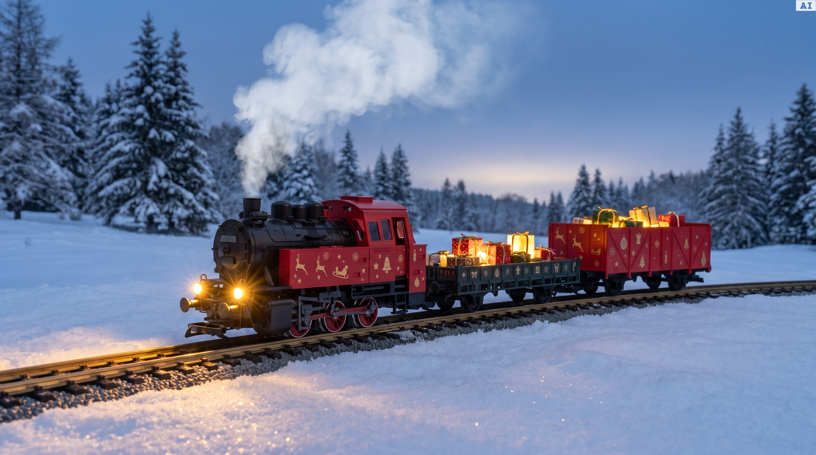 Start-Set Weihnachtszug Dampflok mit 2 Güterwagen Piko 02412 - Tradition trifft Technik unterm Baum