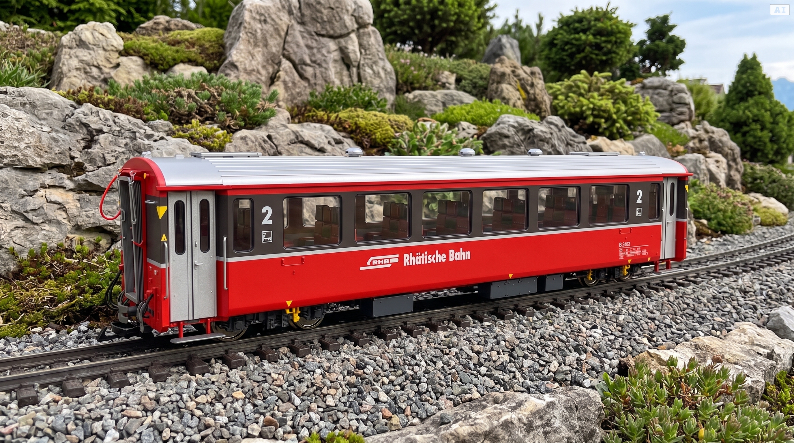 RhB EW III Personenwagen 2. Klasse B 2463 Spur G Digital mit Zimo-Decoder und Sound Train Line 3335019  - Bernina Express Digital-Erlebnis