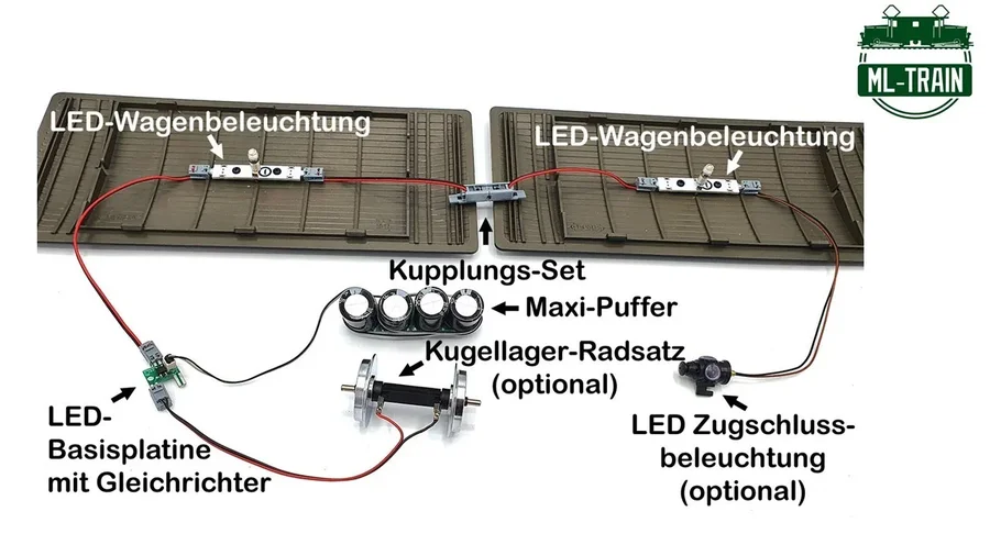 ML Train 83801001 LED Beleuchtung für kurze und lange Wagen für die Spur-G (Produktvideo)