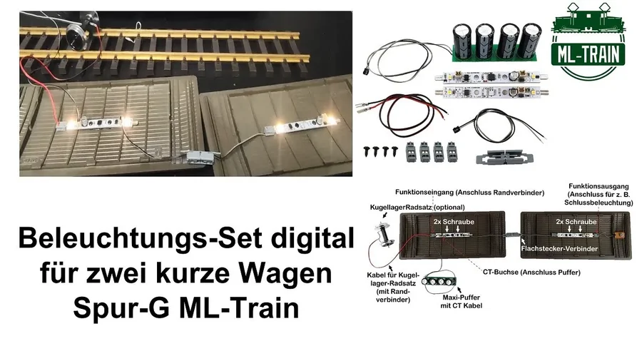 Beleuchtungs-Set digital für zwei kurze Wagen Spur-G ML-Train 83201028 (Produktvideo 1/2)