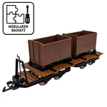 Feldbahn-Flachwagen mit Doppel-Kastenlore braun als Bausatz Spur G ML-Train 88919378