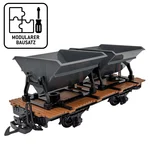 Träger-Flachwagen mit Doppel-Kipplore grau als Bausatz Spur G ML-Train 88919383