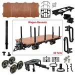 Rungenwagen Bausatz Spur G braun/schwarz mit Metall-Speichenradsätzen 31 mm – 42 Teile ML-Train 88923560