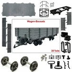 ML-Train Niederbordwagen grau Spur G Bausatz mit Metall-Speichenradsätzen 31 mm – 30 Teile ML-Train 88923590