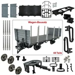 Rungenwagen Bausatz Spur G schwarz/grau mit Metall-Speichenradsätzen 31 mm –44 Teile ML-Train 88923600