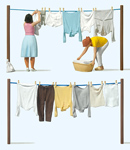Frauen beim Wäscheaufhängen Preiser 44936